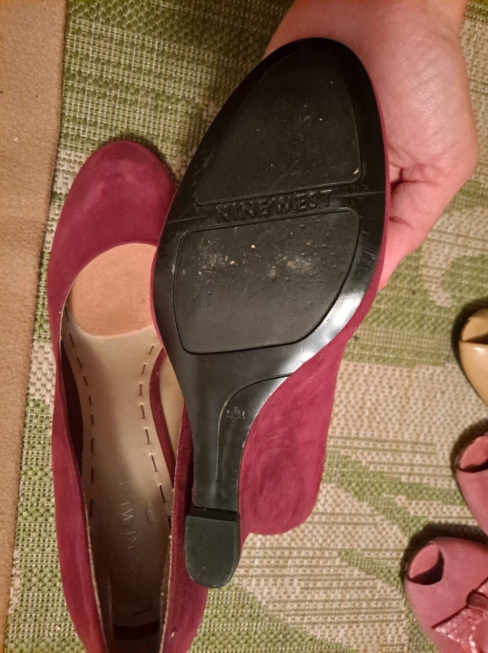 Nine West Women's Burgundy Suede Wedges - Picture 5 of 6